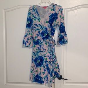 Lilly Pulitzer Pink Floral Wrap Dress